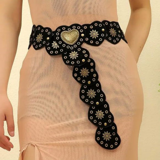 Women's Heart-Shaped Hollow-Out Bohemian Style Leather Belt